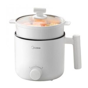 美的（Midea)电煮锅电热锅 宿舍小电锅 电蒸锅 学生寝室一体泡面小火锅多功能锅 XZE1613 1.7L配蒸笼